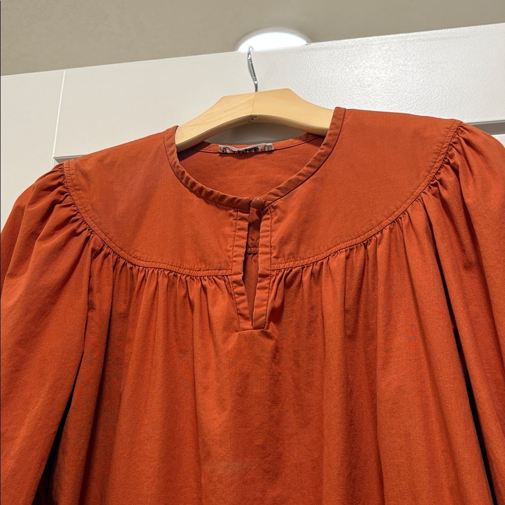 Saint Laurent Vintage Rust Color Balloon Sleeve Button Top Blouse—BEAUTIFUL! EUC - Picture 3 of 13